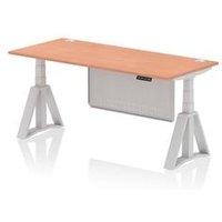 Air 1800x800 Sit Stand Desk Beech Ports Silver Leg Modesty Panel Piste