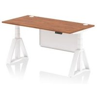 Air 1600x800 Sit Stand Desk Walnut Ports White Leg Modesty Panel Piste