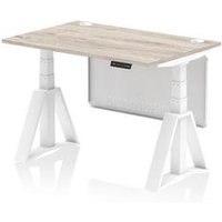 Air 1200x800 Sit Stand Desk Grey Oak Ports White Modesty Panel Piste