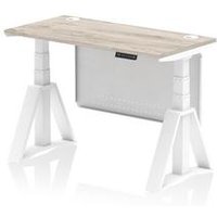 Air 1200x600 Sit Stand Desk Grey Oak Ports White Modesty Panel Piste