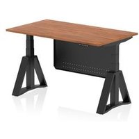 Air 1400x800 Sit Stand Desk Walnut Black Leg Modesty Panel Piste Foot