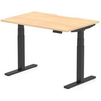 Air 1200 x 800 Scallop Edge Height Adjustable Desk Maple Top Black Leg