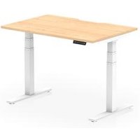 Air 1200 x 800 Scallop Edge Height Adjustable Desk Maple Top White Leg