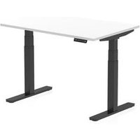 Air 1200 x 800 Scallop Edge Height Adjustable Desk White Top Black Leg