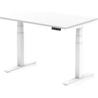 Air 1200 x 800 Scallop Edge Height Adjustable Desk White Top White Leg