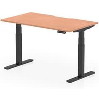 Air 1400 x 800 Scallop Edge Height Adjustable Desk Beech Top Black Leg