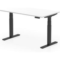 Air 1400 x 800 Scallop Edge Height Adjustable Desk White Top Black Leg