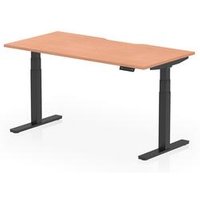 Air 1600 x 800 Scallop Edge Height Adjustable Desk Beech Top Black Leg