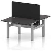 Air B2B 1200 Sit Stand 2P Bench Desk Carbon Ports Silver Fr Black Scrn