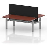 Air B2B 1800 Sit Stand 2P Bench Desk Red Ports Silver Frame Black Scrn
