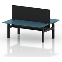 Air B2B 1800 Sit Stand 2P Bench Desk Teal Ports Black Frame Black Scrn