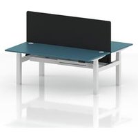 Air 1800 Sit Stand Bench Desk with Teal Ports and White Frame
