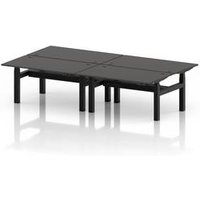 Air 4-Person Bench Sit-Stand Desk with Ports - Carbon Grey