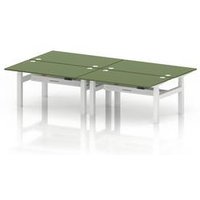 Air B2B 1400x800 Sit Stand 4P Bench Desk Moss Green Ports White Frame