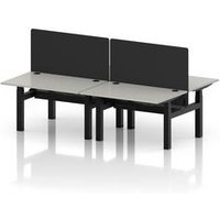 Air 1200 Sit Stand Bench Desk with Grey Ports and Black Frame