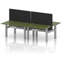 Air B2B 1200 Sit Stand 4P Bench Desk Green Ports Silver Frm Black Scrn