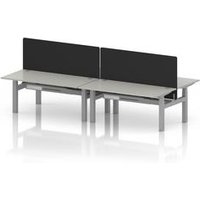 Air Sit-Stand Electric Bench Desk with Grey Top and Silver Frame