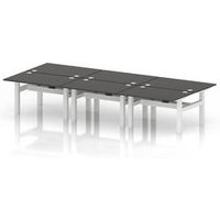 Air B2B 1200x800 Sit Stand 6P Bench Desk Carbon Grey Ports White Frame
