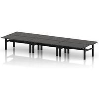 Air B2B 1600x800 Sit Stand 6P Bench Desk Carbon Grey Ports Black Frame