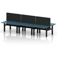 Air 1200 Sit Stand 6-Person Bench Desk with Teal Ports