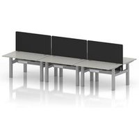 Air 1200 Sit-Stand Bench Desk with Grey Ports and Silver Frame