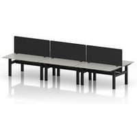 Air 1400 Sit-Stand Bench Desk with Grey Ports and Black Frame