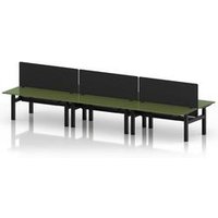 Air B2B 1600 Sit Stand 6P Bench Desk Green Ports Black Frm Black Scrn