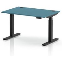 Air Height Adjustable Desk with Teal Top and Black Legs
