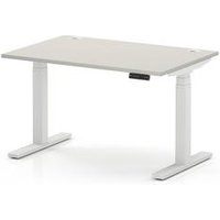 Air 1200 x 800 Height Adjustable Desk Grey Top Cable Ports White Leg
