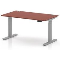 1400 x 800 Height Adjustable Desk Top Cable Ports Silver Leg
