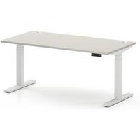 Air 1600 x 800 Height Adjustable Desk Grey Top Cable Ports White Leg