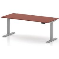Air 1800 x 800 Height Adjustable Desk Red Top Cable Ports Silver Leg