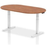 Impulse 1800mm Boardroom Table Walnut Top White Height Adjustable Leg