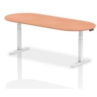 Impulse 2400mm Boardroom Table Beech Top White Height Adjustable Leg