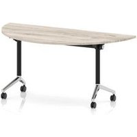 Impulse + Flip Top 1600mm Semi-Circle Table Chrome Foot Grey Oak Top
