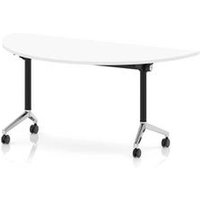 Impulse + Flip Top 1600mm Semi-Circle Table With Chrome Foot White Top