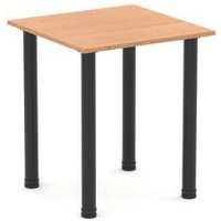 Impulse 600mm Square Oak Effect Meeting Table with Black Post Leg