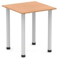 Impulse 600mm Square Table Oak Top Silver Post Leg