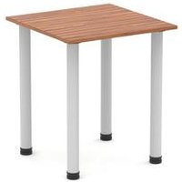 600mm Square Table Walnut Top Post Leg