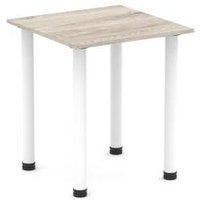 Impulse 600mm Square Table Grey Oak Top White Post Leg
