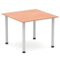 Impulse 1000mm Square Table Beech Top Silver Post Leg