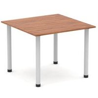 Impulse 1000mm Square Table Walnut Top Silver Post Leg
