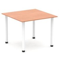 Impulse 1000mm Square Beech Top Meeting Table with White Post Leg