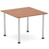 Impulse 1000mm Walnut Square Meeting Table with Brushed Aluminium Leg