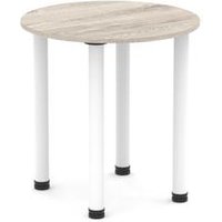 600mm Round Table Grey Oak Top Post Leg
