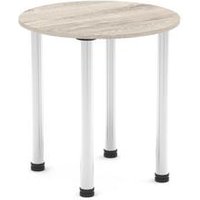 Impulse 600mm Round Grey Oak Effect Meeting Table with Chrome Leg