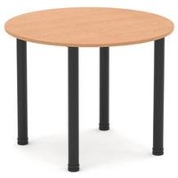 Impulse 800mm Round Oak Meeting Table with Black Post Leg