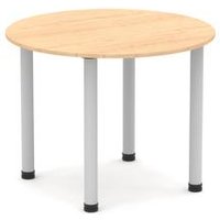 Impulse 800mm Round Table Maple Top Silver Post Leg