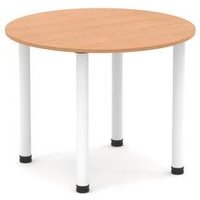 Impulse 800mm Round Table Oak Top White Post Leg