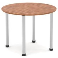 Impulse 800mm Round Walnut Meeting Table with Brushed Aluminium Leg